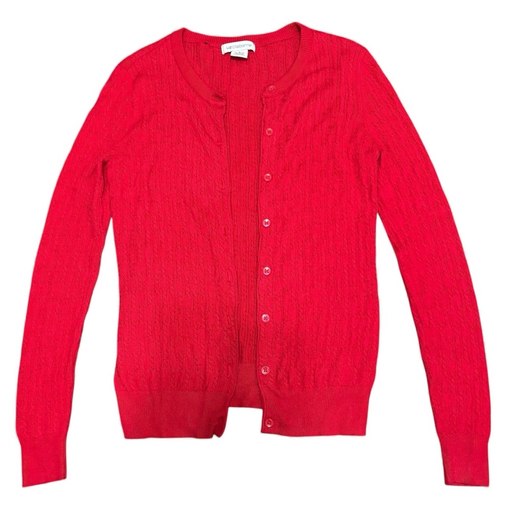 Liz Claiborne Vibrant Pink Button-Up Cardigan